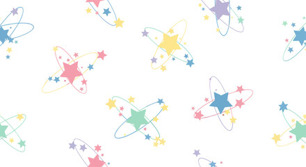 Cute Hand Drawn Colorful Stars Seamless Pattern.