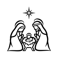 Nativity scene with star with transparent background