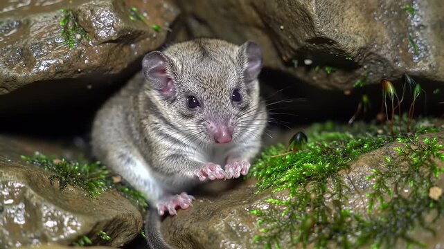 Adorable Grey Bushbaby in Rocky Crevice.