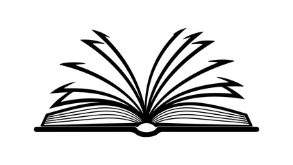 Open book with pages spreading with transparent background