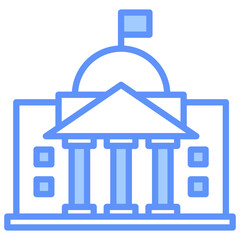 Government Outline Blue Color Icon