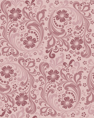 Fototapeta premium Seamless Vintage Swirl And Floral Pattern On Old Rose Background