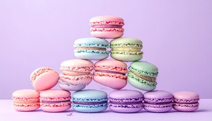 Fototapeta premium Colorful macarons stacked in a pyramid