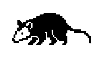 Pixel art opossum with transparent background