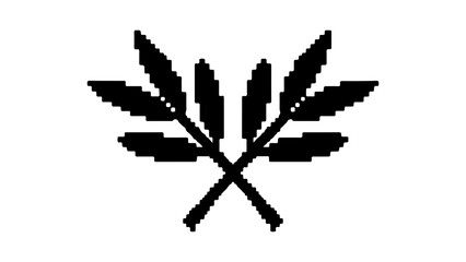 Pixelated cannabis leaf with transparent background