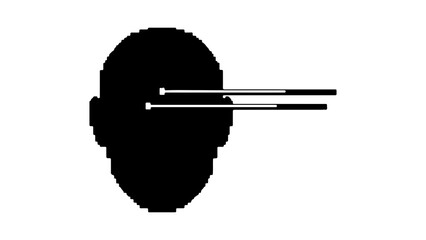 Pixelated head profile with transparent background