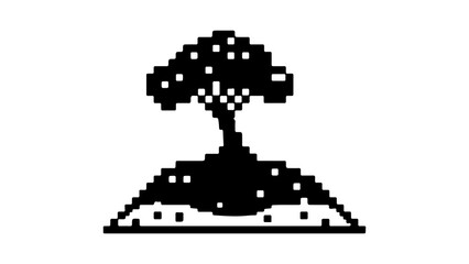 Obraz premium Pixelated tree on hill with transparent background