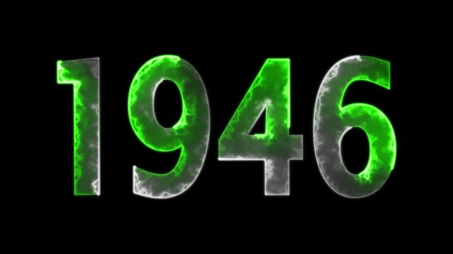 1946 neon line text animation. 1946 year text effect with neon glow. colorful 1946 typography effect. concept of counting years. past year technology concept.