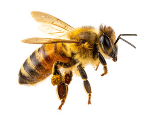 Golden Honeybee in Mid-Air Flight