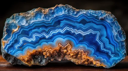 Ingelijste posters Kristal A vivid blue agate slice  © zalfa_std98