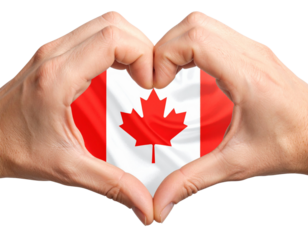 Hands Forming Heart Shape Around Canada Flag, Transparent PNG