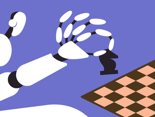 AI Chess Robot Player Vector Illustration.
