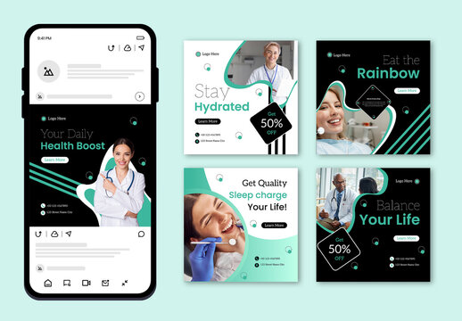 Health and Wellness Social Media Post Templates