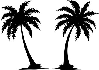 Silhouette of two tropical palm trees standing tall evoking a sense of summer silhouette