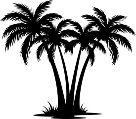 Silhouette of tropical palm trees lush foliage vibrant vacation scene symbol silhouette