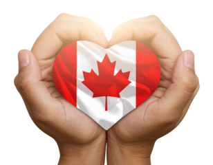Hands Forming Heart Shape Around Canada Flag, Transparent PNG