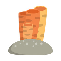 Colorful abstract illustration of stacked cylindrical shapes resembling coral formations