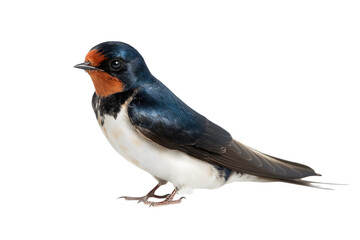 Obraz premium swallow bird with vibrant plumage standing proudly isolated on white background