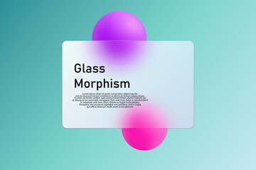 Futuristic background with a transparent panel and purple balls. Eps 10