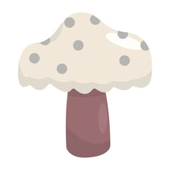 A whimsical illustration of a mushroom with a smooth cap and a sturdy stem in a light background