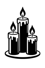 Vector Illustration of a Set of Three Candles. A Graphic for Light, Warmth, and Spiritual Themes.