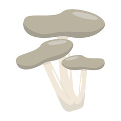 Stylized illustration of three mushrooms with smooth surfaces on a white background