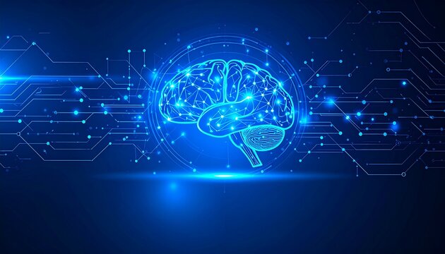 Glowing Digital Brain Illustration representing Artificial Intelligence, Neural Network, and Futuristic Technology - Powered by Adobe