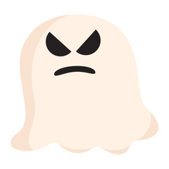 Obraz premium Cartoon ghost with an angry expression against a light background, suitable for Halloween themes