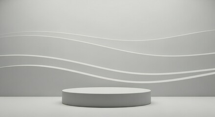Minimalist modern product display stage with soft lighting, perfect for showcasing beauty, fashion, and design products