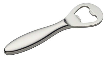 Isolated metal bottle opener, modern bar tool for home brewing and restaurant use