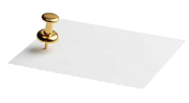 Isolated memo pinned to bulletin board, blank message for text, push pin notice