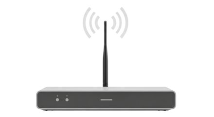 Isolated router with antenna providing internet access in a modern home or office setup