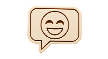 Isolated speech bubble showing happy smiling face, social media message icon cutout