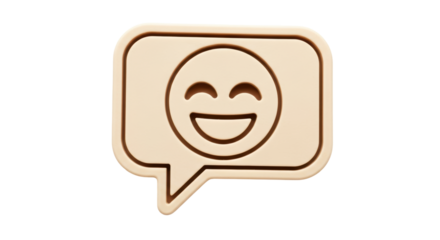 Isolated speech bubble showing happy smiling face, social media message icon cutout