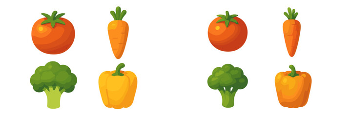 Vibrant collection of fresh organic vegetables including ripe tomatoes, crisp carrots, green broccoli, and yellow bell peppers