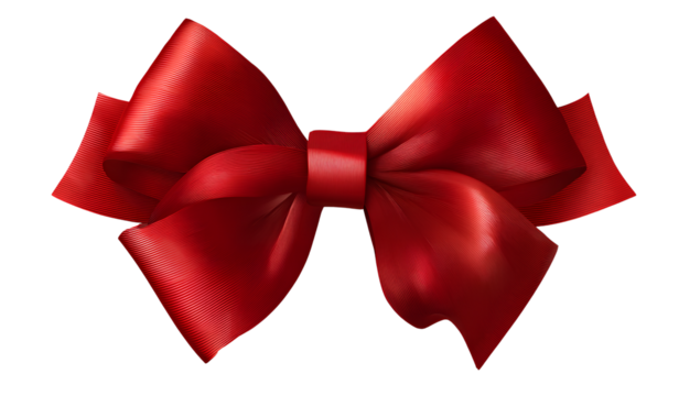  red ribbon bow decoration isolated on a transparent background, cutout png file. two different styles of the same color red ribbon bow.