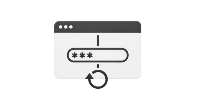 Isolated change password icon concept on browser window with reset or recover symbol