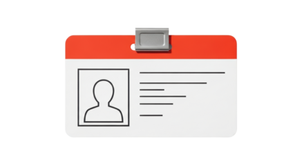 Isolated company ID card with clip and picture, identification badge for employee or staff