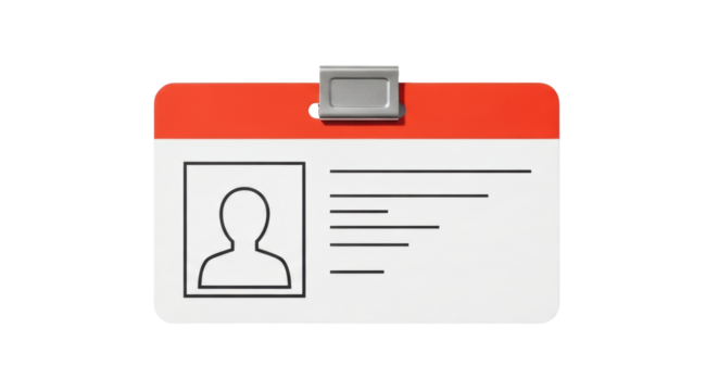 Isolated company ID card with clip and picture, identification badge for employee or staff