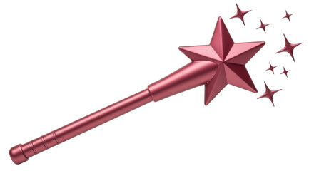 Isolated magenta star-shaped magic wand, whimsical, sparkly object for costume, fairy tale roleplay
