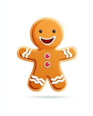 Obraz premium Cheerful gingerbread man illustration with festive details on white background