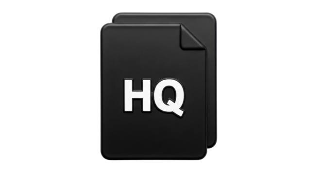 Isolated high-quality digital document icon with glossy texture, showing the letters H and Q