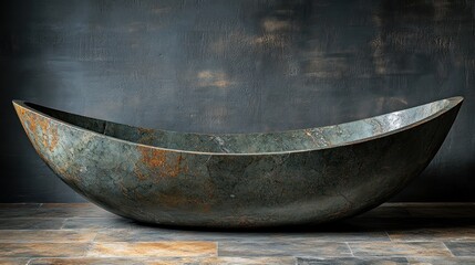 Fototapeta premium Dark, sculpted stone bathtub