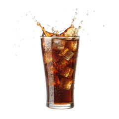 glass of cola and ice splashing cola glass with ice cola splashing soda drink cola transparent background image