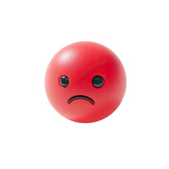 Fototapeta premium Red sad emoticon, round, glossy