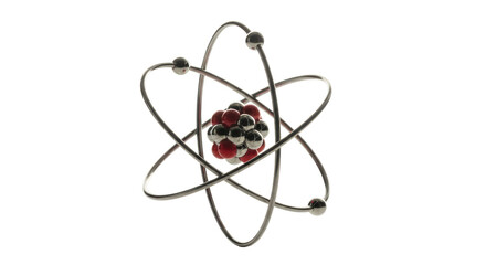 Isolated Atom Structure Model Depicting Nucleus and Orbiting Electrons with no background