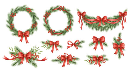 Christmas Wreaths Garlands and Bows Decorations.