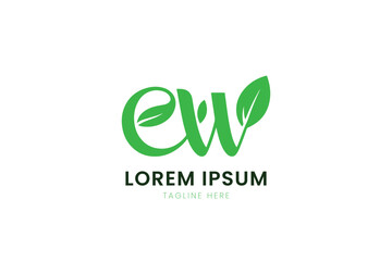 Fototapeta premium Elegant green leafy ew monogram logo for eco-friendly brands and nature themes