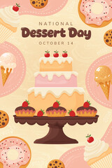 National Dessert Day Poster Vector Illustration.