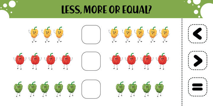 Less More or Equal Worksheet Featuring Vegetables